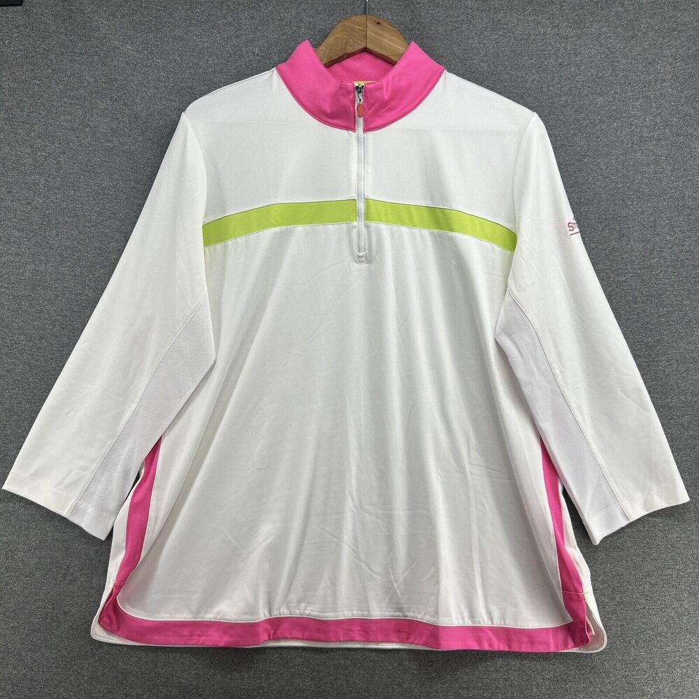 EP Pro Tour Tech Golf Pullover Womens XXL White Half Zip Athletic Stone Ridge